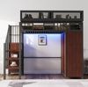 Hochbett 90x200 cm mit Kleiderschrank, LED und Stauraumleiter – Metall-Holz-Konstruktion in Schwarz Bild 4