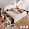 Merax Polsterbett mit USB Typ C Ladefunktion LED-Beleuchtung und 2 Schubladen, Doppelbett 140x200cm, Höhenverstellbarem Kopfteil, Sherp-Weiß Bild 5