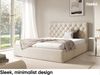 MEBLINI Polsterbett 180x200 mit Lattenrost und Matratze – BALEARO – Beige Samt – Doppelbett mit Bettkasten - Stauraumbett - Kopfteil Bett mit Stauraum Bild 3
