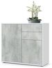 Vladon Sideboard Ben, Kommode mit 2 Türen und 2 Schubladen, Weiß matt/Beton Oxid-Optik (79 x 74 x 36 cm) Bild 4