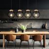 Hängeleuchte, Käfig-Design, Holz, natur, schwarz, H 120 cm Bild 2