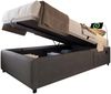 Polsterbett 90x200 cm mit hydraulischem Bettkasten und USB/Type-C, Leinenstoff, Grau,Es gibt eine Matratze. Bild 1