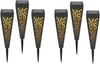 Solarlampen 6er Set mit Erdspieß, Dekostanzungen Schwarz Gold, H. 33cm Bild 2
