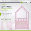 Juskys 'Marli' Kinderbett mit Matratze, Bettkasten, Rausfallschutz, Lattenrost & Dach - Massivholz Hausbett für Kinder - Bett in Rosa, 80x160 cm Bild 4
