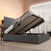Polsterbett 160x200 cm mit Matratze, LED-Kopfteil, USB Type-C, Bettkasten und Stauraum, Grau Bild 3