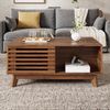 Merax Couchtisch höhenverstellbar Sofatisch Walnuss Retro Beistelltisch (1-St), Wohnzimmertisch mit Jalousietür & Stauraum, 90 x 55 x 57,5 cm Bild 3