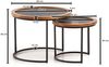 Couchtisch 2er Set Rund Holz / Steinoptik Wohnzimmertisch Satztisch Bild 4
