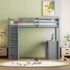 Merax Hochbett 90 X 200 cm mit Aufbewahrungsschränken und Computertisch, multifunktionales Hochbett für Kinder aus Holz in Grau Bild 3
