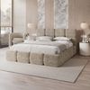 FDM Polsterbett CLOUDY Bettgestell Bett 140x200, 160x200, 180x200 cm Bestseller (verfügbar 140x200 160x200 180x200cm, Bettrahmen, Bett, mit großen gepolsterten Kopfteil, mit Bettkasten zum aufklappen), Hebbarer Metallrahmen, Bettkasten, ohne Matratze Bild 5