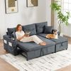 i@home Schlafsofa Modernes 3-Sitzer-Sofa mit Stauraum & Schubladenbett, Hydraulische Chaiselongue, USB-C-Ladestation, Becherhalter Bild 5