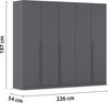 rauch Kleiderschrank Alba, Drehtürenschrank, Garderobenschrank, 5-türig, mit 4 Kleiderstangen, 5 Einlegeböden und Schubladeneinsatz, Farbe Grau metallic, Schwarz, Griffstange Grau metallic, Schwarz, 226x197x54cm Bild 4