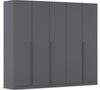 rauch Kleiderschrank Alba, Drehtürenschrank, Garderobenschrank, 5-türig, mit 4 Kleiderstangen, 5 Einlegeböden und Schubladeneinsatz, Farbe Grau metallic, Schwarz, Griffstange Grau metallic, Schwarz, 226x197x54cm Bild 3