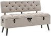 Sitzbank mit Stauraum und Rückenlehne, MDF/Stoff creme, 110 x 52 x 75 cm Bild 1