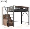 Hochbett 140x200 cm aus Metall und Holz mit Stauraum in den Stufen, Sicherheitsgitter und Fensterdesign, Schwarz, ohne Matratze Bild 5