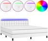 vidaXL Boxspringbett mit Matratze & LED Weiß 160x200 cm Kunstleder 3134232 Bild 2