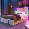 Polsterbett 90x200 cm mit LED, USB- und Typ-C-Ladefunktion, Stauraum, ohne Matratze Bild 2