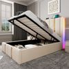Polsterbett 90x200 cm mit LED, USB- und Typ-C-Ladefunktion, Stauraum, ohne Matratze Bild 4