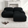 Flieks Modulares Cord Sofa 2-Sitzer mit 1x Hocker, Cloud Sofa rahmenlos, bodennah mit tiefer Sitzfläche, weich & bequem, rutschfest, Schwarz Bild 2