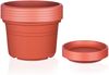 BigDean 5X Blumentopf Ø 25 cm Farbe Terrakotta & Untersetzer Kunststoff Pflanztopf Containertopf Übertopf Pflanzkübel rund 25 x 18 cm Blumentöpfe Bild 5