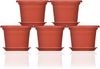 BigDean 5X Blumentopf Ø 25 cm Farbe Terrakotta & Untersetzer Kunststoff Pflanztopf Containertopf Übertopf Pflanzkübel rund 25 x 18 cm Blumentöpfe Bild 2