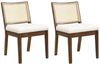 Flieks Esszimmerstuhl Gestell aus Massivholz in Walnussfarbe, Bezug aus Leinen (Set, 2 St), 2er Set Polsterstühle Rattanstühle Wohnzimmerstuhl Beige Bild 3