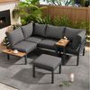 BlingBin Gartenlounge-Set Garten-Lounge-Set, Gartenmöbel Set, Outdoor-Sofa-Set, Balkonset, (Sofa + Beistelltisch + Couchtisch (kann als Fußhocker verwendet werden), verzinktes Stahlrohr, Tischplatte aus Kunststoffholz, 4-tlg, Belastbarkeit: Couchtisch:... Bild 2