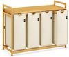 AdelDream Wäschekorb mit Bambusrahmen,200 l, 4 Fächer,Wäschesortierer Bild 2