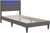 vidaXL Bettrahmen mit LED-Lichtleisten Grau 80 x 200 cm Kunstleder 42027960 Bild 5