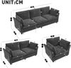 Merax Sofa-Set, modulare Wohnzimmer-Sofakombination, frei kombinierbar, Chenille-Stoff, 3-Sitzer + 2-Sitzer + Sessel, mit Kissen, Grau Bild 4