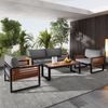 Flieks Gartenlounge-Set, Balkonset Gartenmöbel Set Bank & 2 Sessel & Tisch Bild 5