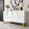 BlingBin Sideboard Kommode, 140 cm Hochglanz Sideboard, Buffetschrank, Weiß (1er Set, 1 St, 140 x 40 x 80 cm, 4 Türen, Metallgriffe und -beine), mit Griffen und Beinen aus Metall, für Wohnzimmer, Esszimmer Bild 3