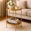 HollyHOME Gold Beistelltisch Rund Metall 2 Ebenen Wohnzimmer Terrasse Bild 2
