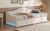 Tagesbett 90x200 cm mit LED-Beleuchtung & Stauraum, ohne Matratze, Leinen Beige Bild 3