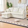 Flieks 3-Sitzer-Schlafsofa, Ecksofa mit Stauraum & Ausziehbett, L-Form Sofa aus Chenille für Wohnzimmer & Gästezimmer, Beige Bild 3