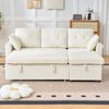 Flieks 3-Sitzer-Schlafsofa, Ecksofa mit Stauraum & Ausziehbett, L-Form Sofa aus Chenille für Wohnzimmer & Gästezimmer, Beige Bild 2