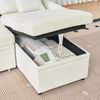 Flieks 3-Sitzer-Schlafsofa, Ecksofa mit Stauraum & Ausziehbett, L-Form Sofa aus Chenille für Wohnzimmer & Gästezimmer, Beige Bild 5