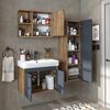 Roomart ADA Badmöbel Set– 4-teiliges Badezimmermöbel Set mit Waschbecken, Unterschrank, Spiegelschrank & Seitenschrank - H 42 x B 35 x T 60 cm • Anthrazit-Eiche Bild 3