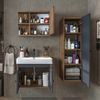 Roomart ADA Badmöbel Set– 4-teiliges Badezimmermöbel Set mit Waschbecken, Unterschrank, Spiegelschrank & Seitenschrank - H 42 x B 35 x T 60 cm • Anthrazit-Eiche Bild 4