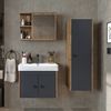 Roomart ADA Badmöbel Set– 4-teiliges Badezimmermöbel Set mit Waschbecken, Unterschrank, Spiegelschrank & Seitenschrank - H 42 x B 35 x T 60 cm • Anthrazit-Eiche Bild 2