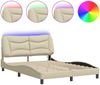vidaXL Bettgestell mit LED ohne Matratze "Hvar" Creme 120x200 cm Stoff 3213695 Bild 2