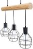 Pendelleuchte HWC-H83, Hängelampe Hängeleuchte, Industrial Vintage Massiv-Holz Metall schwarz ~ 3 Gitterlampenschirme Bild 4