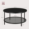 Vasagle Couchtisch mit Glasplatte, Holz / Stahl, Marmorschwarz-Tintenschwarz, Ø 80x46 cm Bild 2