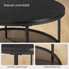 Vasagle Couchtisch mit Glasplatte, Holz / Stahl, Marmorschwarz-Tintenschwarz, Ø 80x46 cm Bild 5