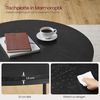 Vasagle Couchtisch mit Glasplatte, Holz / Stahl, Marmorschwarz-Tintenschwarz, Ø 80x46 cm Bild 4