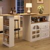 Drehbarer Essbar-Schrank 138-204x39x104 cm, weiß, mit 2 Schubladen, Snackregal & Bogenglas Bild 2