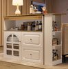 Drehbarer Essbar-Schrank 138-204x39x104 cm, weiß, mit 2 Schubladen, Snackregal & Bogenglas Bild 3