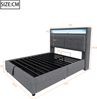 Polsterbett 140x200 cm mit LED-Licht, USB-Anschluss, Chevron-Kopfteil, Hydraulik-Stauraum, Leinenstoff Bild 5