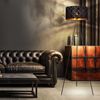RGB LED Stehlampe, Textil, schwarz-gold, Stativ Bild 2
