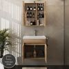 Waschtisch + Spiegelschrank Badmöbel Set 64cm für Badezimmer WC (Sonoma Eiche) Bild 4