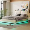 Furnishings Home Polsterbett Stauraumbett Doppelbett LED (Mit Drahtloses Aufladen + USB + type C), Mit Gepolstertes Kopfteil, Ladefunktion, Samt, 140x200 cm Bild 5